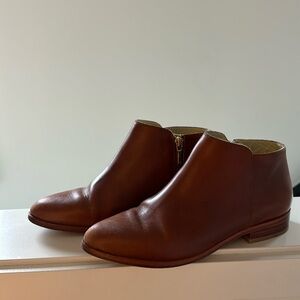Brown leather booties